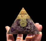 Orgonite Pyramid - Amethyst - Hamsa hand