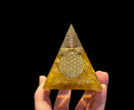 Orgonite Pyramid Style 2 - Citrine - Flower of life
