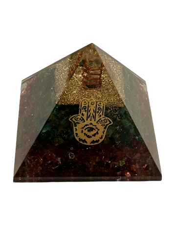 Orgonite Pyramid Style 1 - Green Aventurine and Garnet Combo