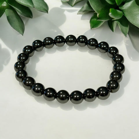 Round Bead Bracelet Hematite