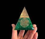 Orgonite Pyramid Style 2 - Malachite - Flower of Life