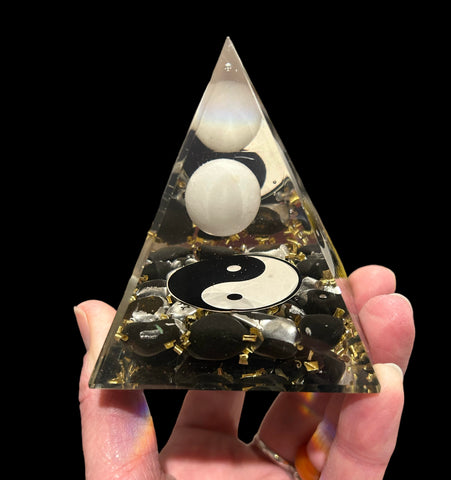 Orgonite Pyramid - Yin Yang Black Tourmaline #3