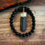 Black Tourmaline Pendant and Bracelet Combo #1