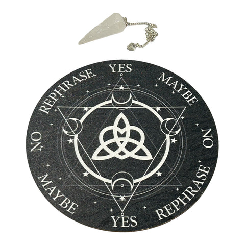yes /no Pendulum Board and Pendulum - Selenite
