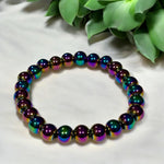 Round Bead Bracelet Rainbow Hematite