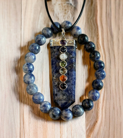 Sodalite Pendant and Bracelet Combo