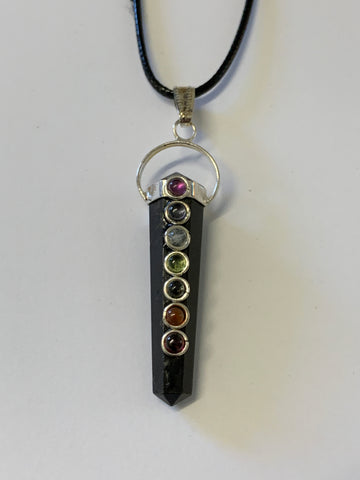 Chakra Double Terminator Pendant - Black Tourmaline