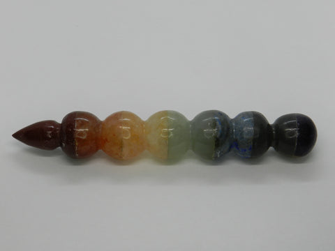 7-Stone Carved Ball Chakra Wand