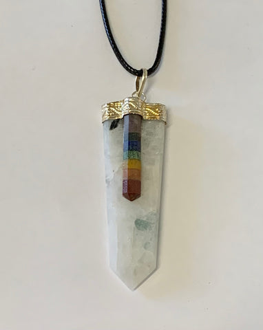 7-Stone Chakra Pendant - Rainbow Moonstone