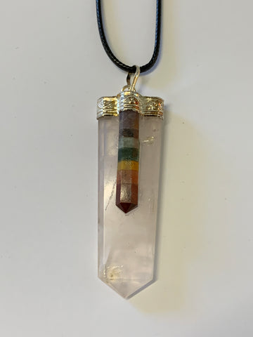 7-Stone Chakra Pendant - Rose Quartz