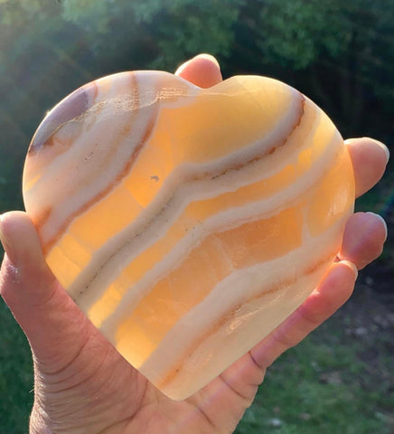 Banded Yellow Calcite Heart