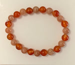 Combo - Round Bead Bracelet Carnelian and Sunstone