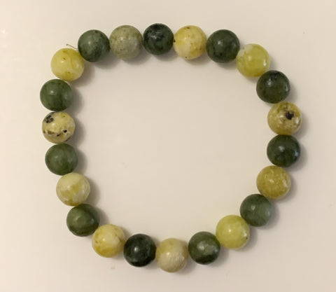 Combo - Round Bead Bracelet Serpentine and Jade