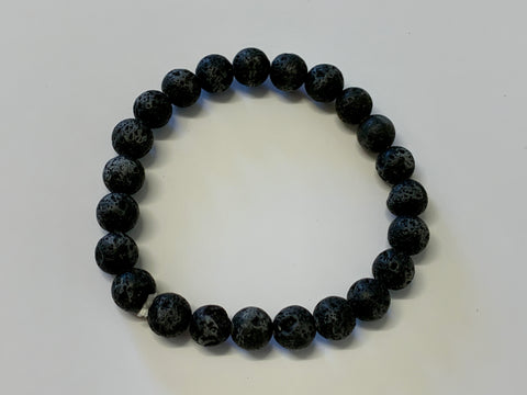 Round Bead Bracelet Lava Stone