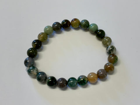 Round Bead Bracelet Moss Agate