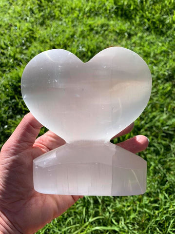 Selenite Standing Heart - Large