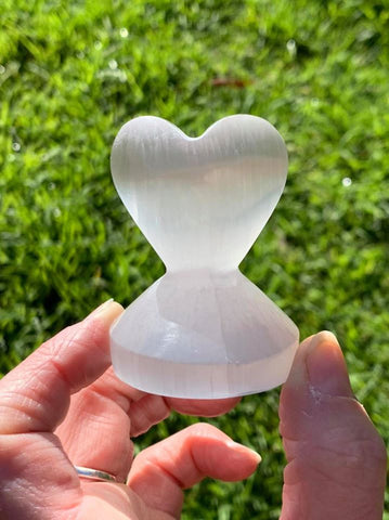 Selenite Standing Heart - Small