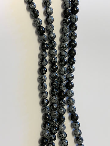 Bead Strand Snowflake Obsidian